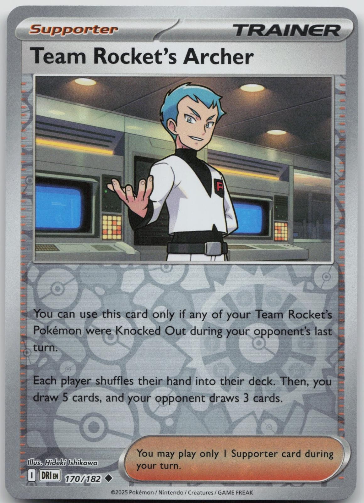 Team Rocket's Archer 170/182 Uncommon Destined Rivals Pokemon Reverse Holo NM