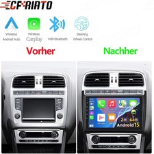 CarPlay 2+64GB Android15 Autoradio GPS Navi WIFI RDS Für VW Polo 6R 6C 2008-2020