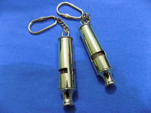 Vinatge Lot of 2 Police Bobby Barrel Anchor Whistle Cop Keyring with loud sound - Picture 8 of 11