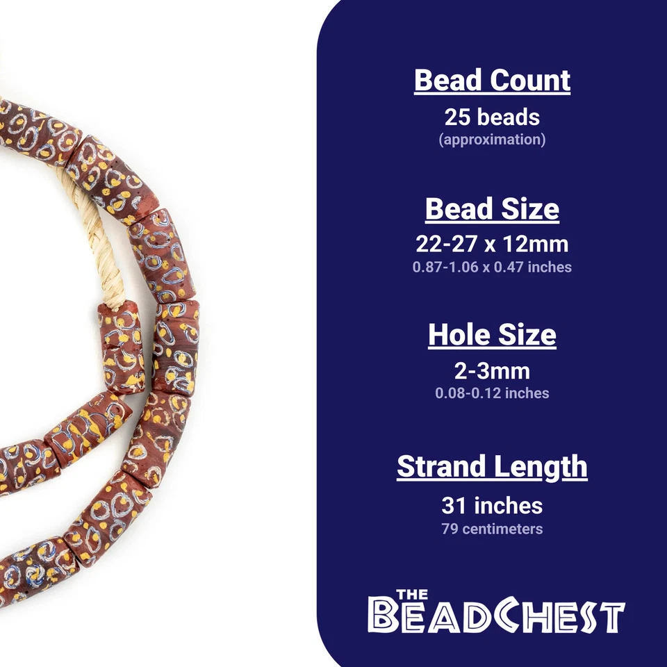 Red Dotted Cylindrical Fancy Venetian Trade Beads 12mm Ghana African Cylinder - Image 4 of 4