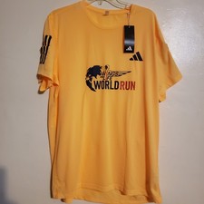 ADIDAS WINGS FOR LIFE WORLD RUN PARTICIPANT SS SHIRT AEROREADY NEW LARGE YELLOW