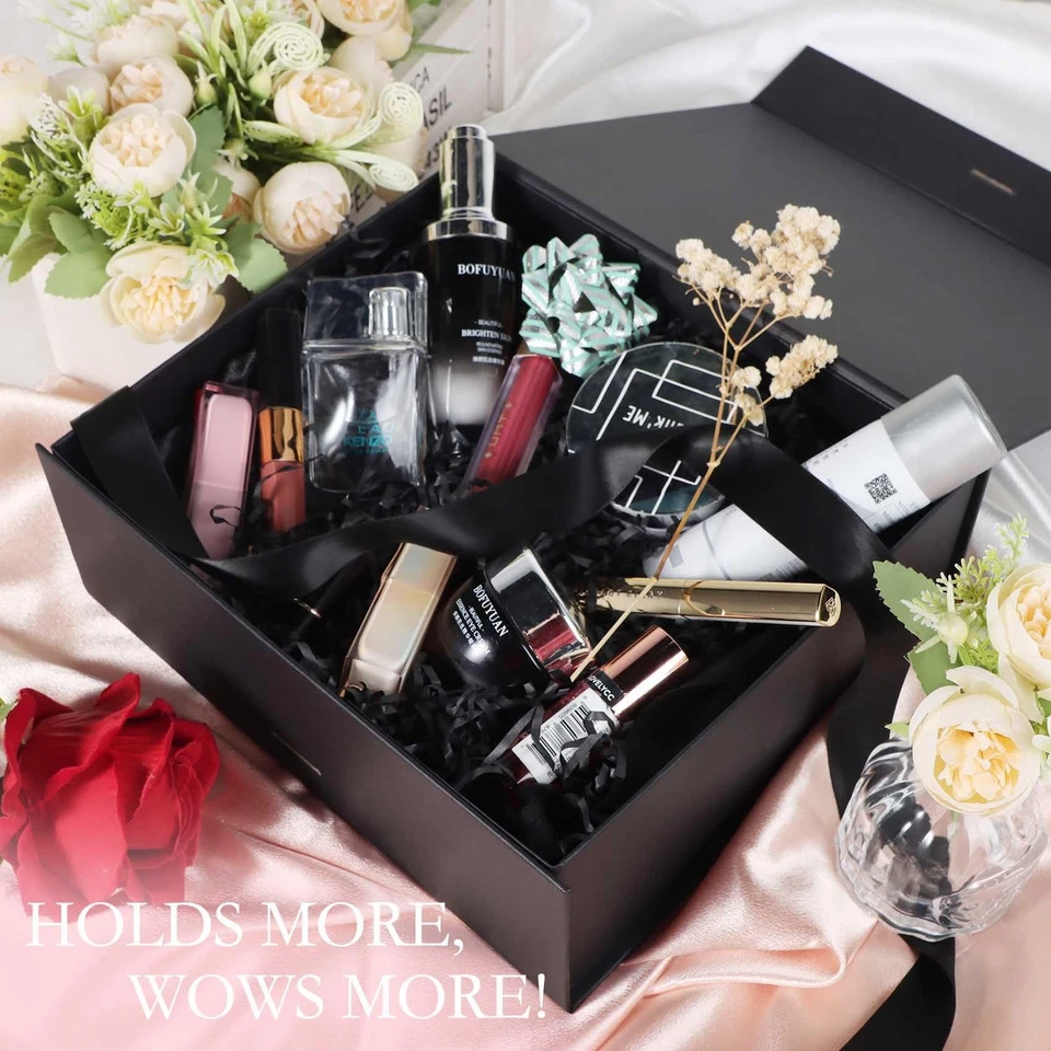 1x Caja de Regalo Dura con Tapa de Cierre Magnético 9"x7"x4" Negra para Regalos,Cumpleaños Foto 4 de 4