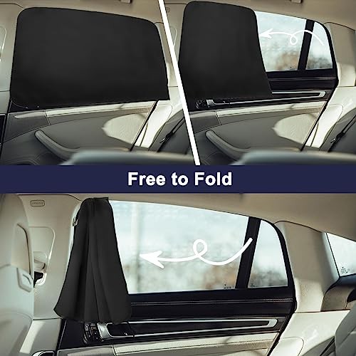  Car Window Shades Magnetic - Side Window Sun Front&Back 4pcs Black-Suedette