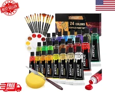 Acrylic Paint Set,39 PCS Artist Painting Supplies with 24 Rich Pigment Color,12 