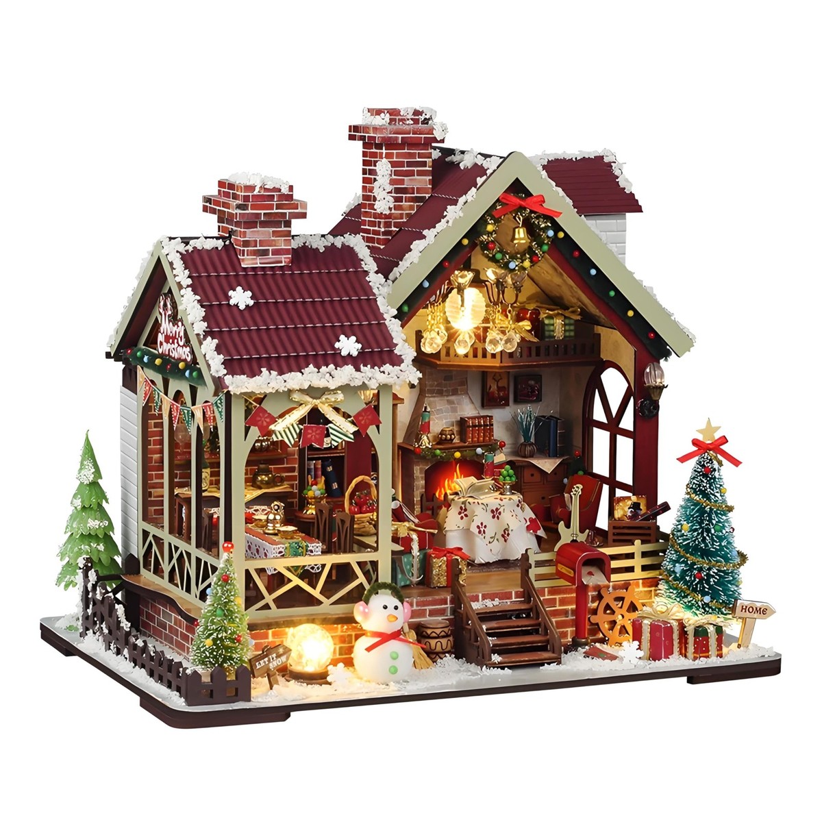 DIY Christmas Miniature House Kit Mini Wooden Dollhouse Kits for