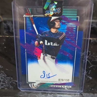 Topps Finest 2025 Steven Kwan Auto Finest Autographs Sky Blue Refractor /150