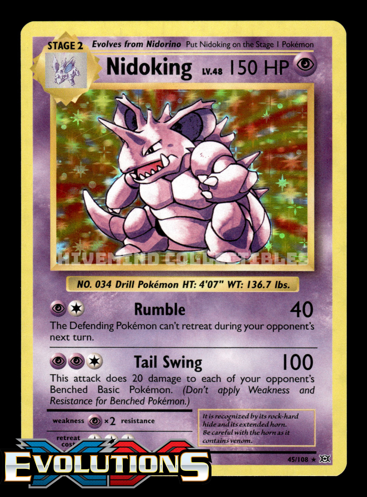 Nidoking 45/108 XY Evolutions Holo Rare Pokemon Card