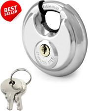Heavy Duty Steel Disc Padlock Keyed 3/8" Shackle Storage Unit Shed - US