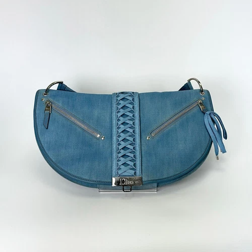 Grand sac bandoulière Dior bleu denim tissé 3VDIB19341 63014966