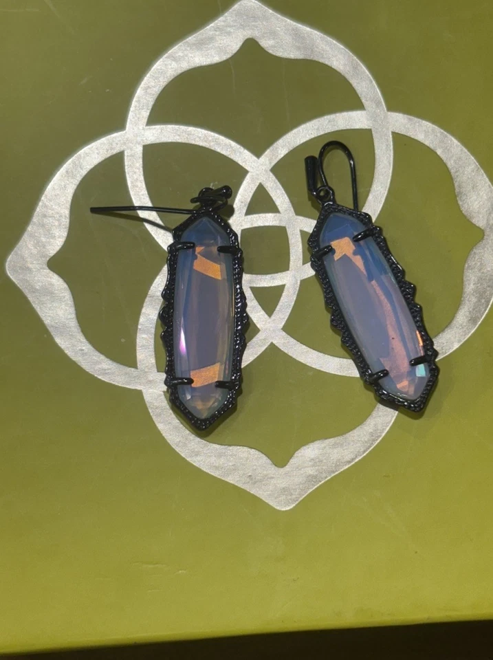 Kendra Scott "Mystic Bazaar" Francie Iridescent Opalite Gunmetal Drop Earrings - Image 4 of 4