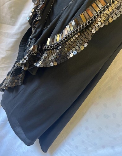 Karen Millen Black Silk Chain Embellished Size 10 Occasion Steampunk Mini Dress - Picture 11 of 20