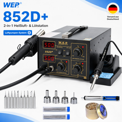 WEP 938BD-II 2in1 Lötstation Digital 750W Heißluft Lötkolben Entlötstation