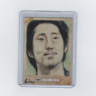 WALKING DEAD SEASON 6 GLENN SKETCH CARD BY ACCLAIMED ARTIST SOLLY MOHAMED  1/1!