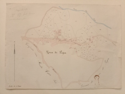 Rocca Di Papa Cabreo Weite Manuskript Aquarell XIX Jahrhundert Castelli Romani