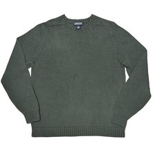 VTG Lands End Sweater Youth Sz. 14-16 Olive Knit Crewneck Pullover Made In Japan