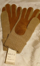 Vintage 1970s Gloves Knit Acrylic New Old Stock Suede Sears