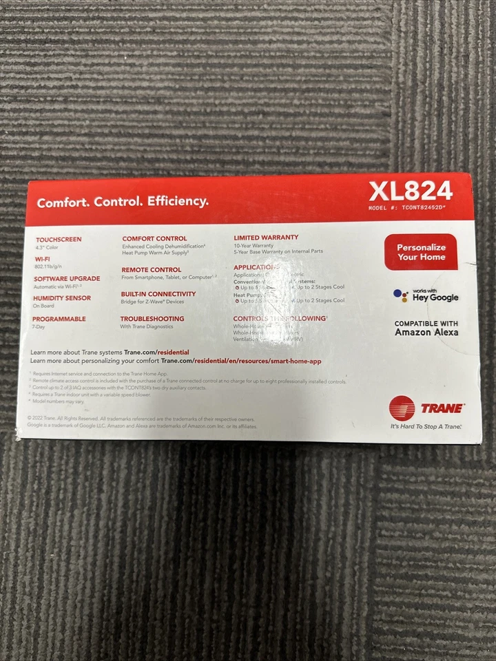 Termostato inteligente Wi-Fi programable control conectado Trane XL824 Foto 2 de 4