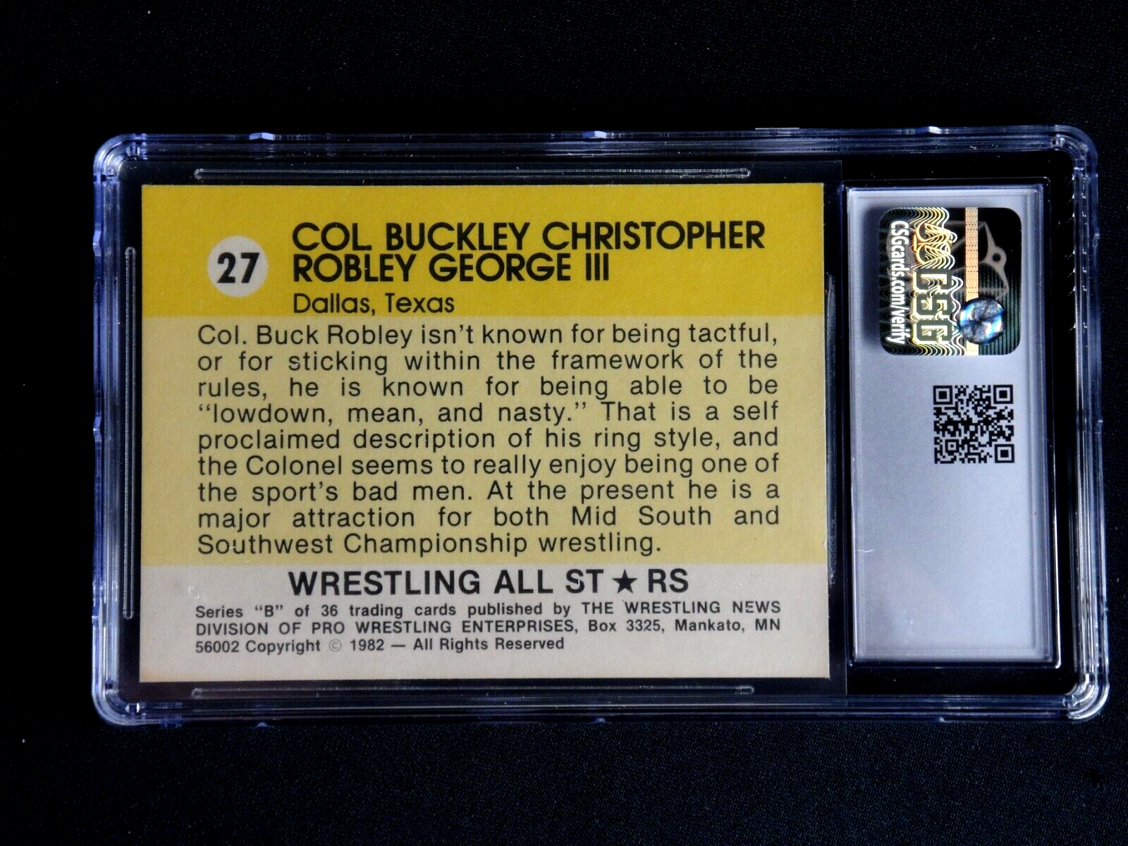 1982 Wrestling All-Stars Series B - Buck Robley #27 (RC) for sale ...