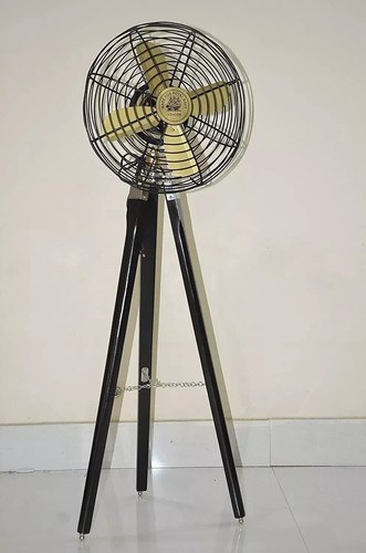 Antique Looking Fully Functional Royal Navy Fan W/Wooden Tripod Stand Home Decor - Picture 4 of 4