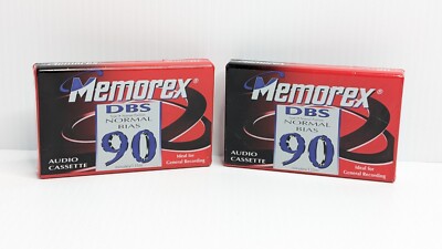 Memorex audio cassette DBS 90 minutes sealed blank (lot of 2), 1997 Memtek