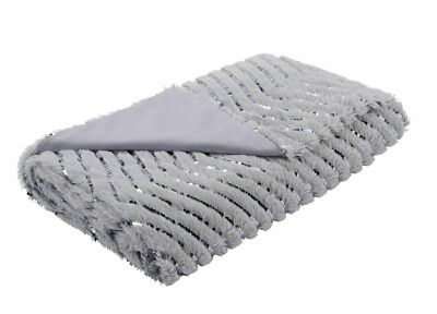 ARGOS HOME GREY METALLIC SOFT FLEECE THROW BLANKET 150CM X 125CM