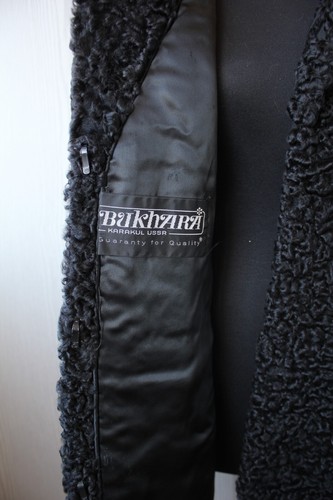 Black natural Persian lamb fur jacket, karakul coat, vintage, size L, for women - Picture 13 of 21