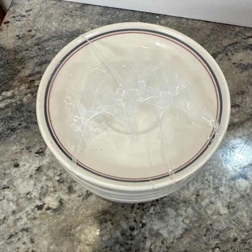 6PC New Panther Valley C.C. Restaurant Ware Cup Saucers Buffalo China Red Blue - Picture 3 of 9