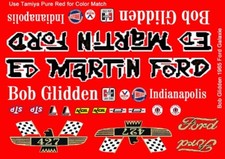 Bob Glidden Ed Martin 1965 Ford Galaxie 1/64th HO Scale Slot Car Decals