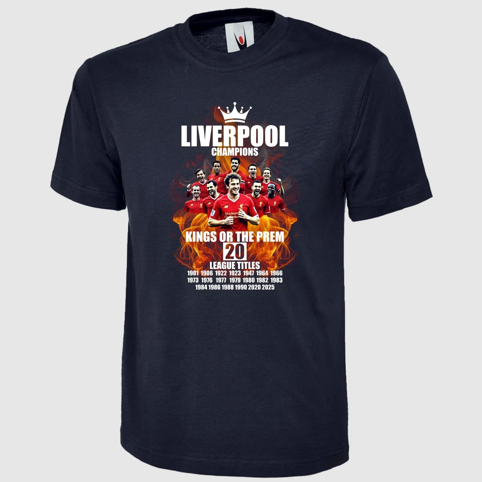 Liverpool Champions T Shirt Printed 20 Times League Winners Men Regular Fit Top