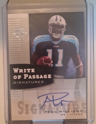 2007 Upper Deck Paul Williams Write of Passage Signature Auto Card