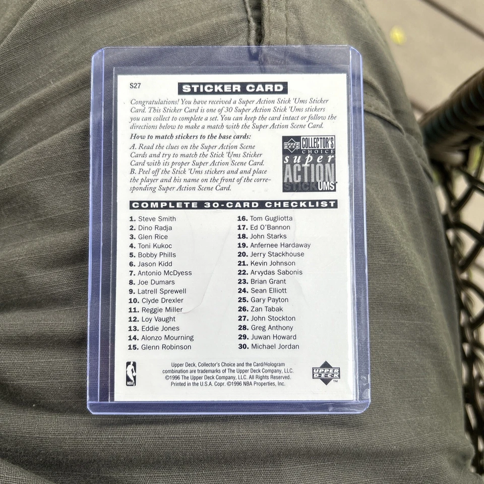 1996-97 Collector's Choice #S27 John Stockton Super Action Stick 'Ums - Image 2 of 2