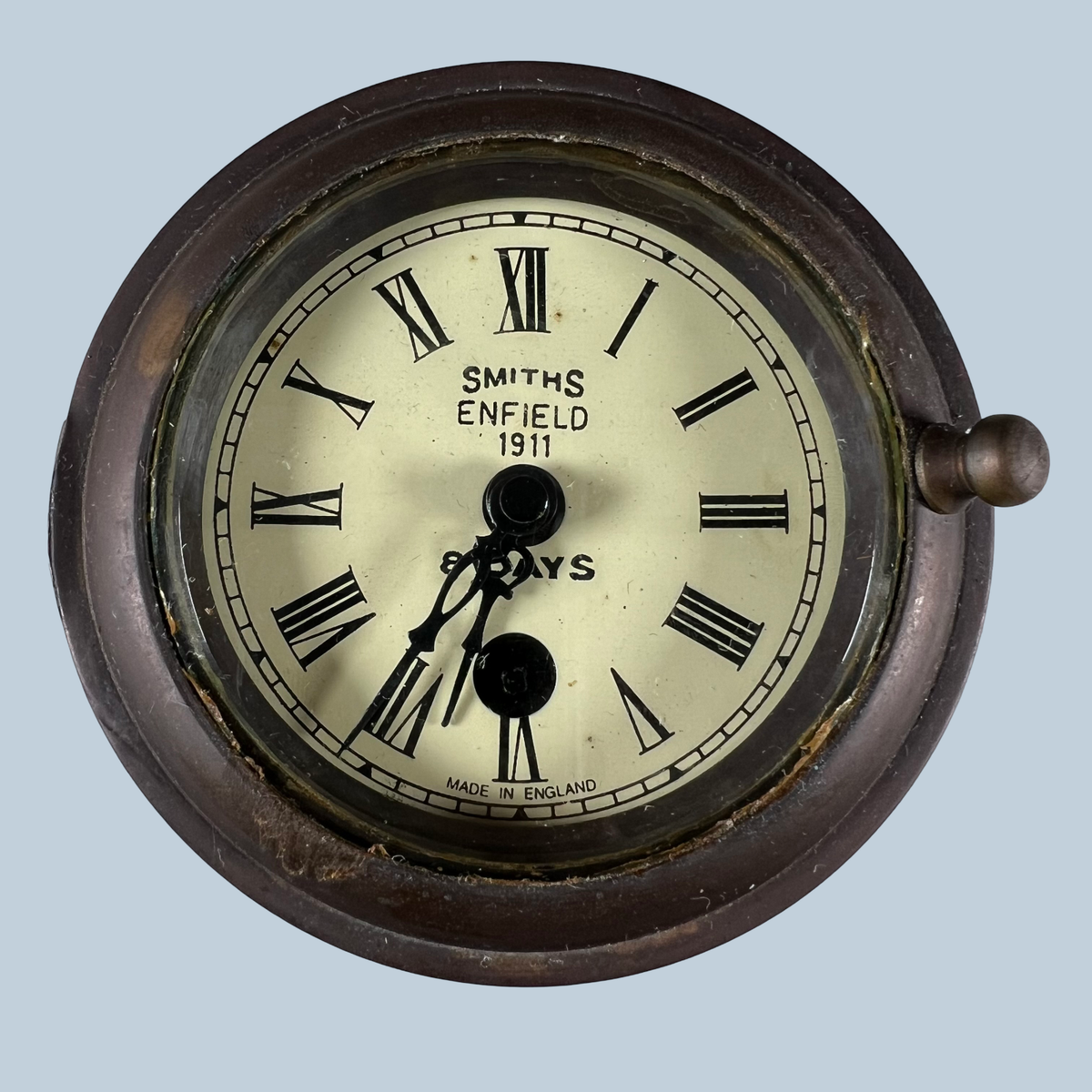 Antique Smith Enfield 1911 - 8 Day Brass Ships Clock Made In 