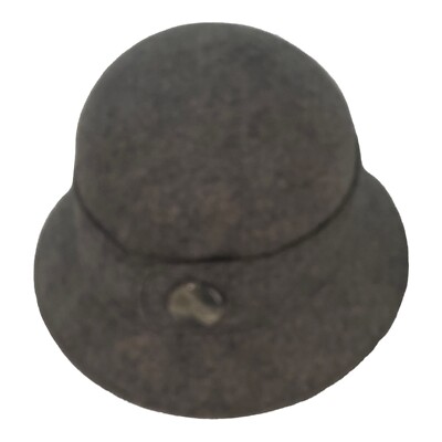Vintage CHIC Wool Gray w/ Button Accent Bucket Crusher Hat
