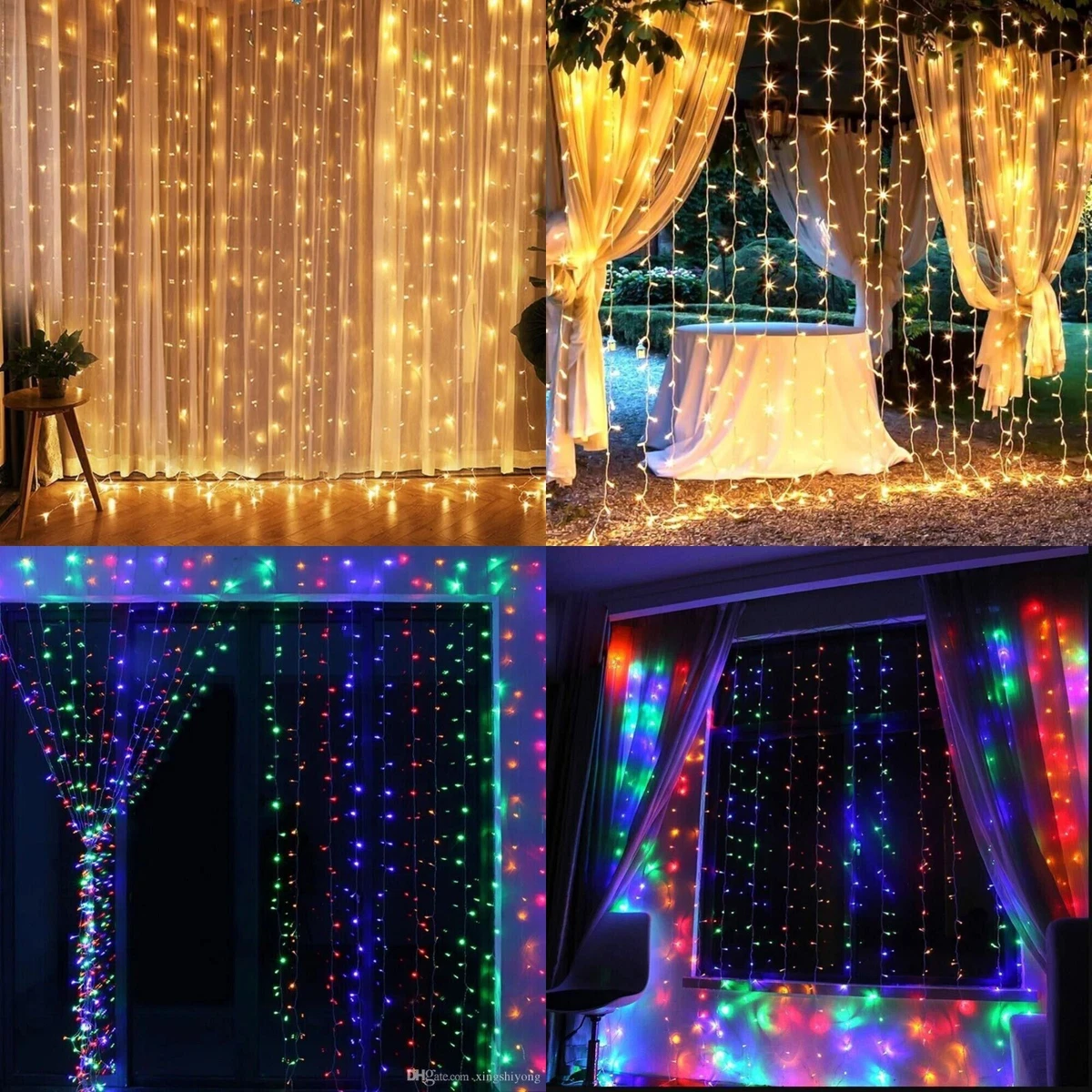 Curtain Lights Net Hanging Draping 480 LED String Lights 8 Modes 3m x 2m UK Plug