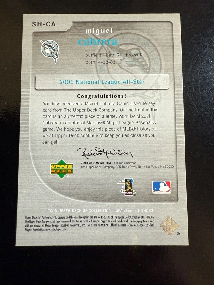 SP AUTHENTIC MIGUEL CABRERA /130 SH-CA 2005 - Image 2 of 2