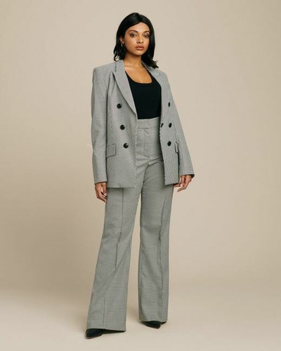 Veronica Beard Hibiscus Houndstooth Flare Pants in Black & White - 24 NWT $425 | eBay