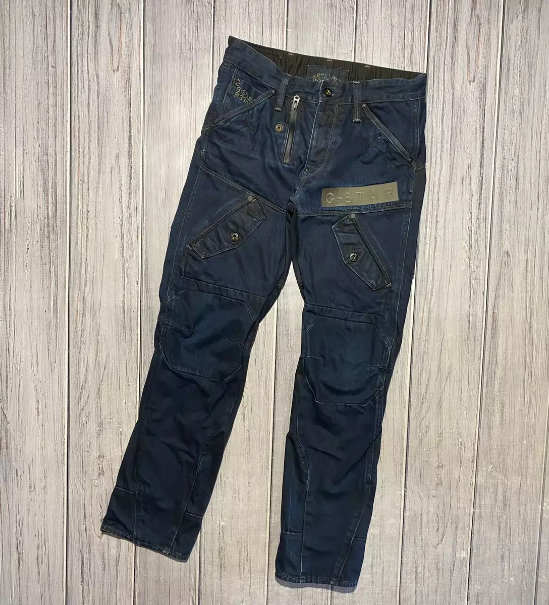 Vintage G Star Raw Cargo Jeans Denim Big Logo Men Size 31x32 Blue