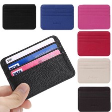 Slim Minimalist Front Pocket Wallet Leather Credit Card Holder for Men Women