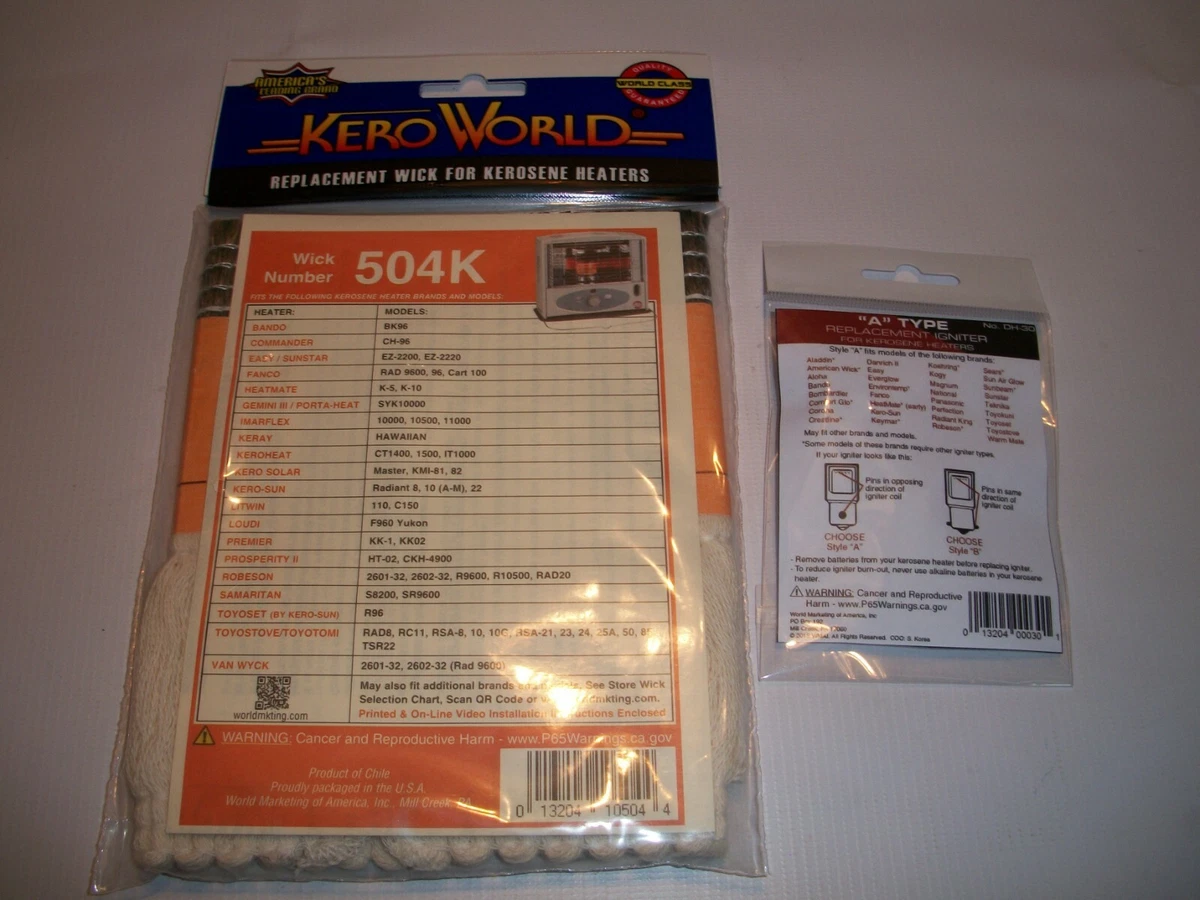 KEROSUN RADIANT 8,10,22 KEROSENE HEATER WICK u0026amp; IGNITER *COMPLETE TUNEUP  KIT PLUS | eBay
