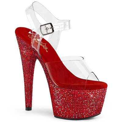 7'' Red Clear Platform Drag Queen RuPaul Gogo Dancer Stripper High Heels Shoes