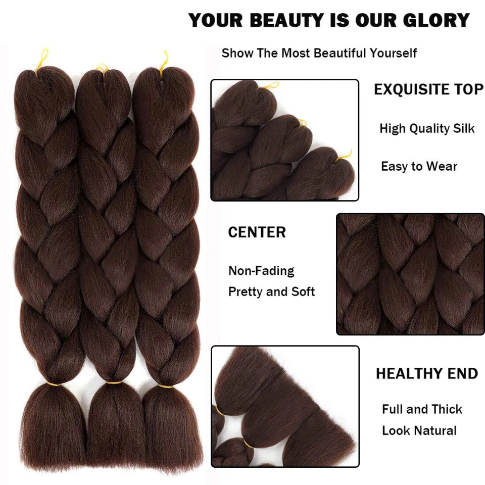 Kanekalon Hair Meches Pour Tresses Africaine Rajout Cheveux Tresses 24"Jumbo ... - Photo 3/4