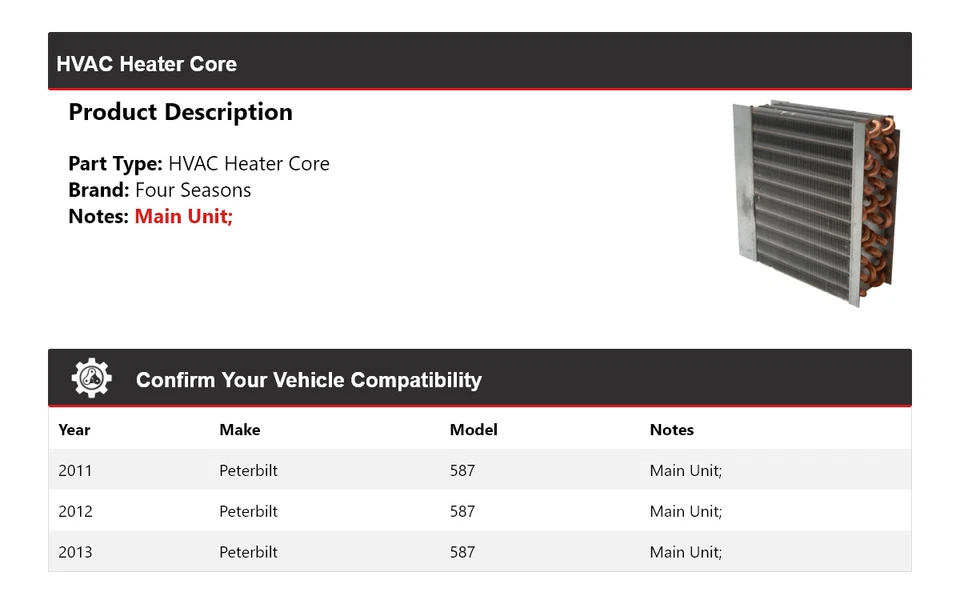 Para Peterbilt 587 2011-2013 HVAC núcleo calentador 4 estaciones 2012 Foto 2 de 3