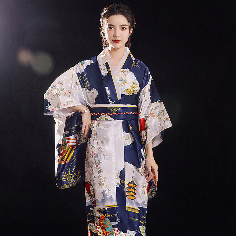 Japanese Women Kimono Robes Chinese Traditional Wafuku Summer Silkly ...