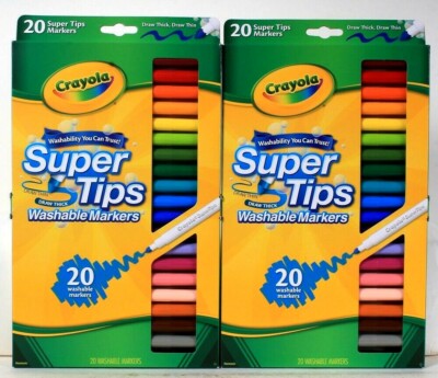 2 Packages Crayola Super Tips 20 Count Draw Thin Or Thick Washable Markers