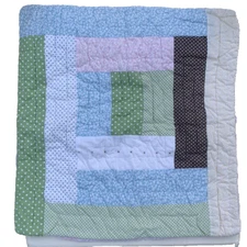 Pottery Barn Kids Euro Pillow Sham Square Quilted Pastels Embroidered Pink Green