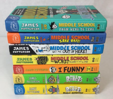 LOT OF 7 Jimmy JAMES PATTERSON KIDS BOOKS:  MIDDLE SCHOOL , I FUNNY , ROBOTS