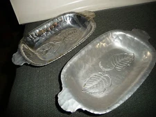 #524 2 Hammered Aluminum serving double handled dish 8 1/4'' L  FARBERWARE Co