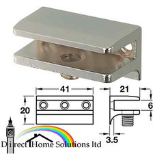 6 X GLASS SHELF CLAMP SUPPORT BRACKET POLISHED CHROME 6MM