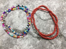 2 PC 15   Up to 4  Handmade Choker Necklace Seed Bead Bracelet Set New 5572