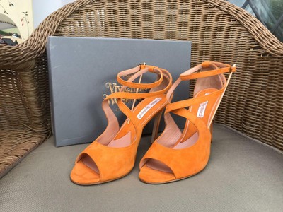orange strappy sandals heels